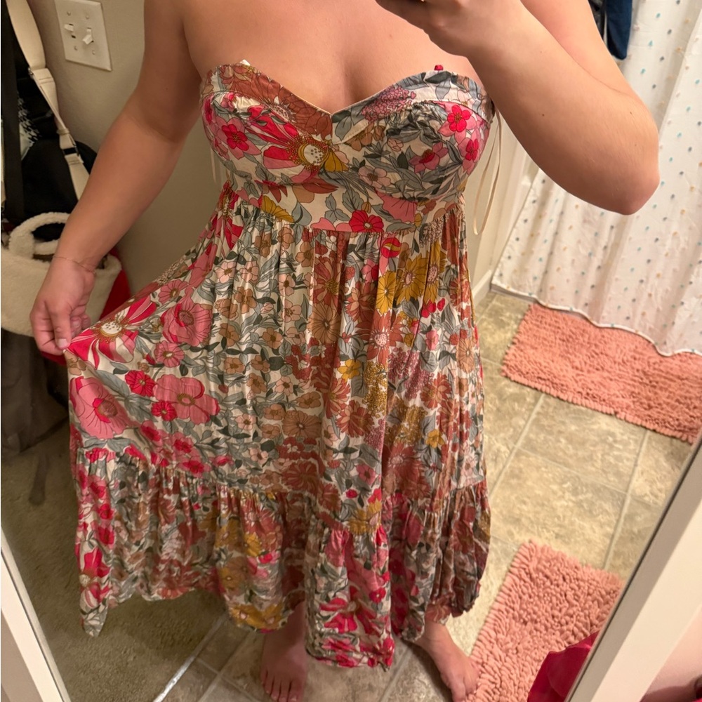 Strapless floral dress